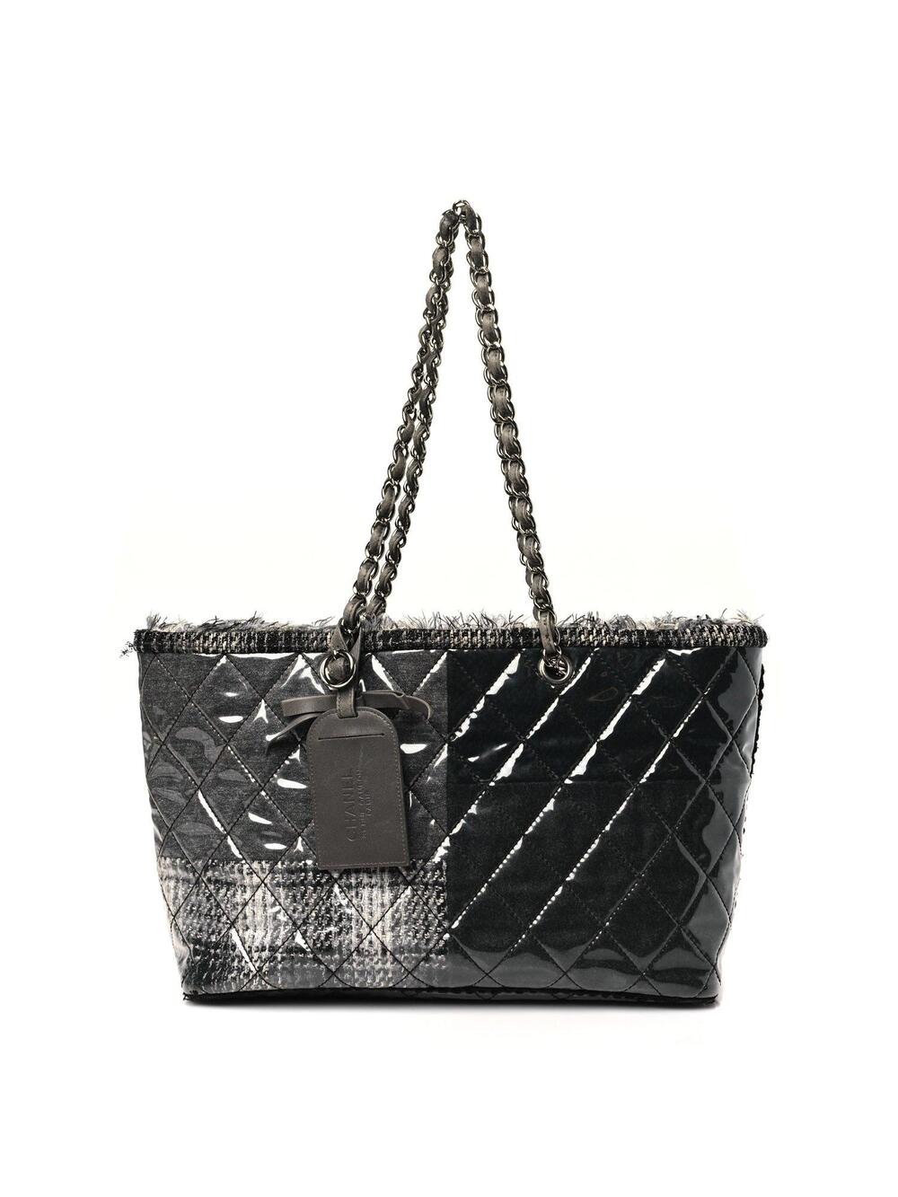 Chanel Vinyl Funny Tweed Patchwork Tote #253581C10B